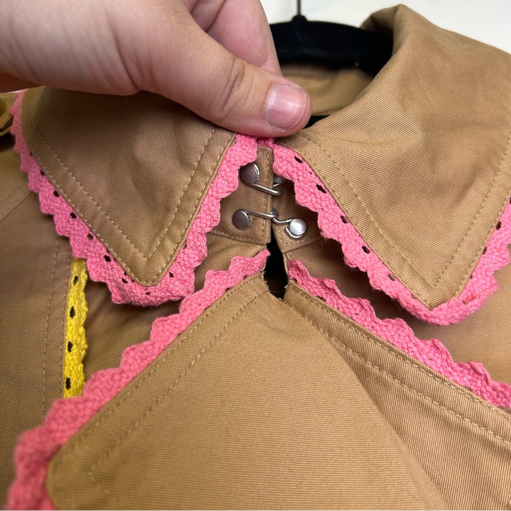 New With Tags! 7 For All Mankind Ribbon Trim Colorful Trimmed Trench Coat MED. - Picture 5 of 16